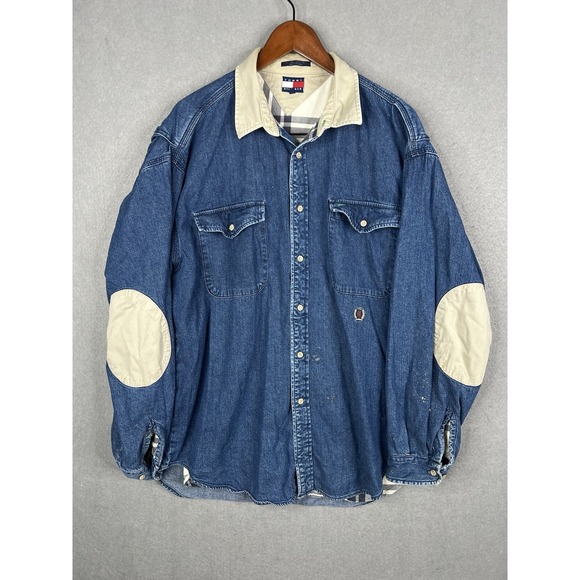 Vintage Tommy Hilfiger Jacket Mens‎ XL Blanket Lined Elbow Patches - Picture 1 of 12